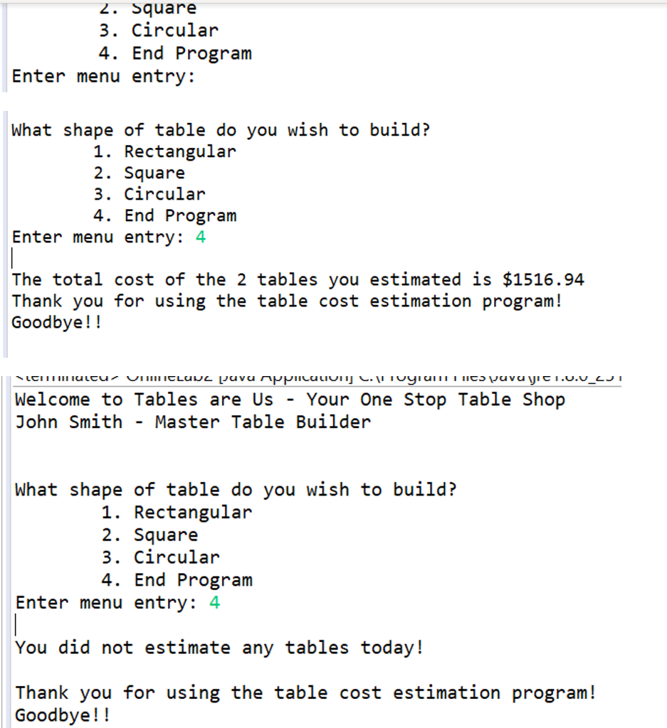 Solved Please Code using Java and use the requirements and | Chegg.com