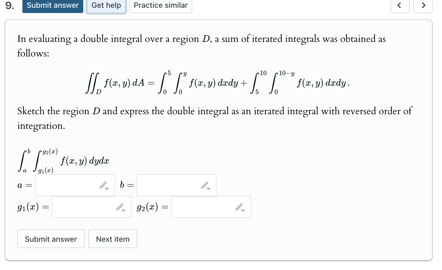 Solved In evaluating a double integral over a region D, ﻿a | Chegg.com