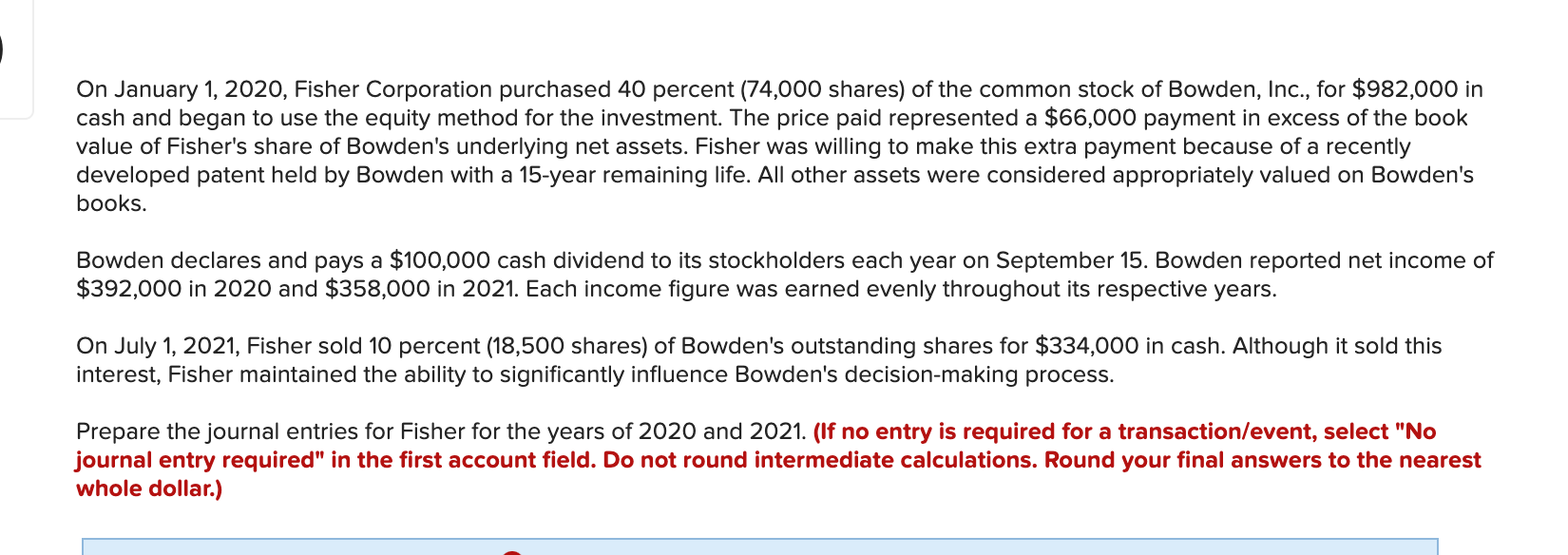 Solved On January 1, 2020, Fisher Corporation purchased 40 | Chegg.com