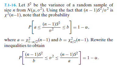 Solved 7.I-16. Let S2 be the variance of a random sample of | Chegg.com