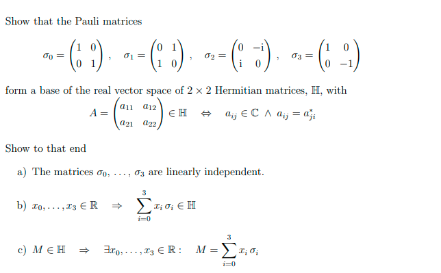 Solved Show that the Pauli matrices | Chegg.com