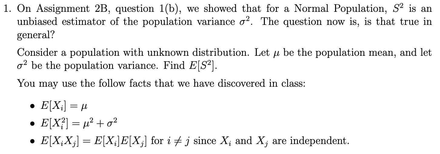 Solved 1. On Assignment 2B, Question 1(b), We Showed That | Chegg.com