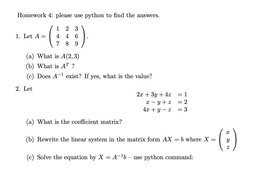 Solved Homework 4: please use python to find the answers. 1. | Chegg.com