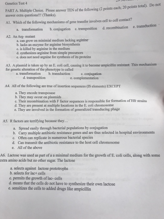 Solved Test 4 PART A. Multiple Choice. Please