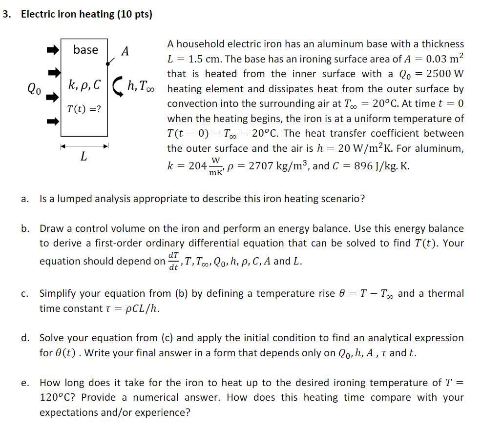 Solved 3. Electric iron heating ( 10pts ) A household