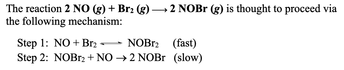 Solved The reaction 2 NO (g) + Br2 (g) → 2 NOBr (g) is | Chegg.com