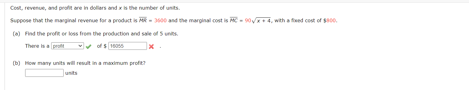 Solved Cost, revenue, and profit are in dollars and x is the | Chegg.com