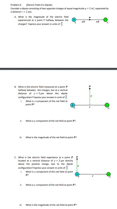 Solved Problem 6. (Electric Field of a Dipole) Consider a | Chegg.com