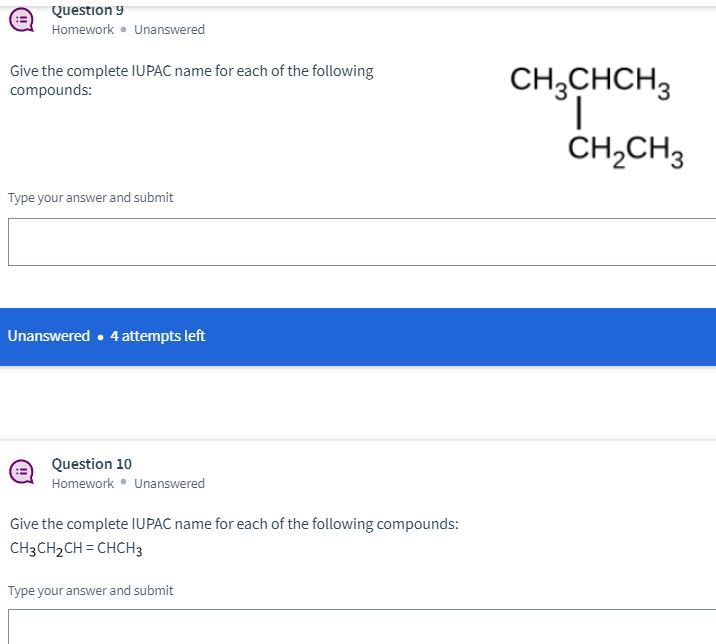 Solved Question 9 Homework. Unanswered Give the complete | Chegg.com