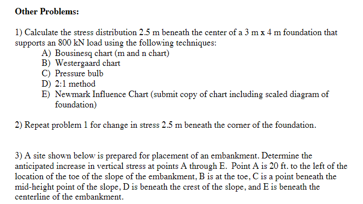 Solved Other Problems: 1) Calculate the stress distribution | Chegg.com