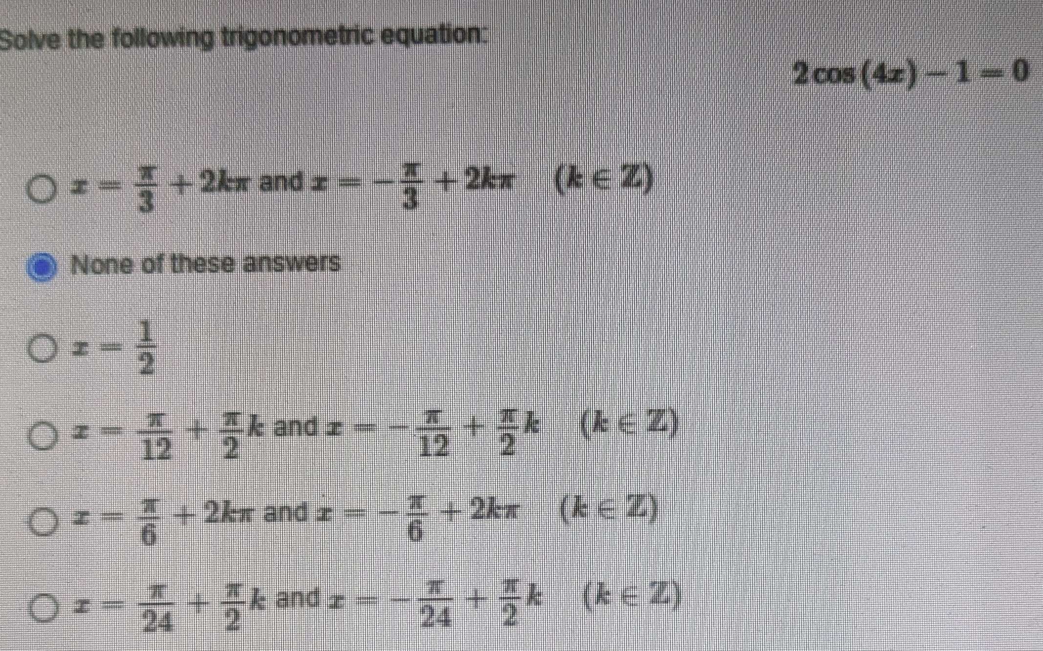 Solved Solve the following trigonometric equation: \\[ 2 | Chegg.com