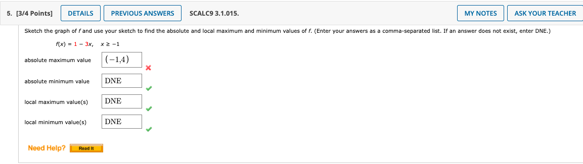 Solved 1. [2/3 Points] DETAILS PREVIOUS ANSWERS SCALC9 | Chegg.com