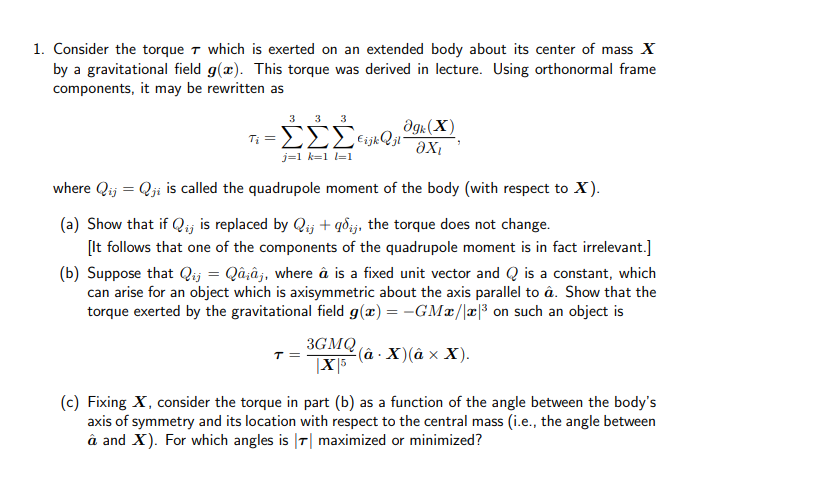 1 Consider The Torque T Which Is Exerted On An Chegg Com