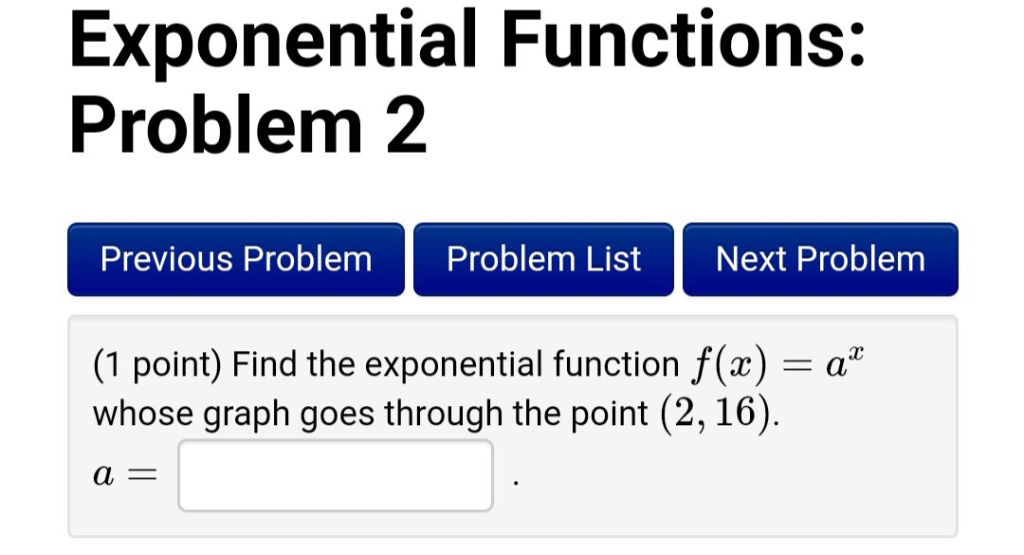 Solved Exponential Functions: Problem 2 Previous Problem | Chegg.com