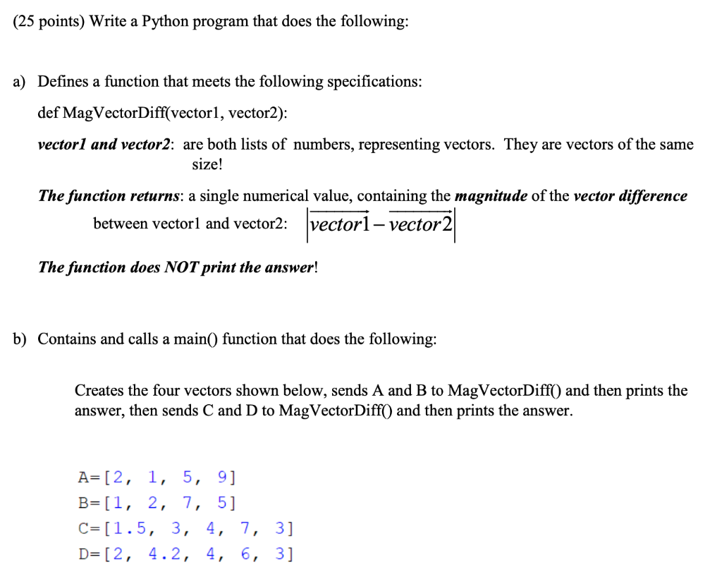 Solved (25 points) Write a Python program that does the | Chegg.com