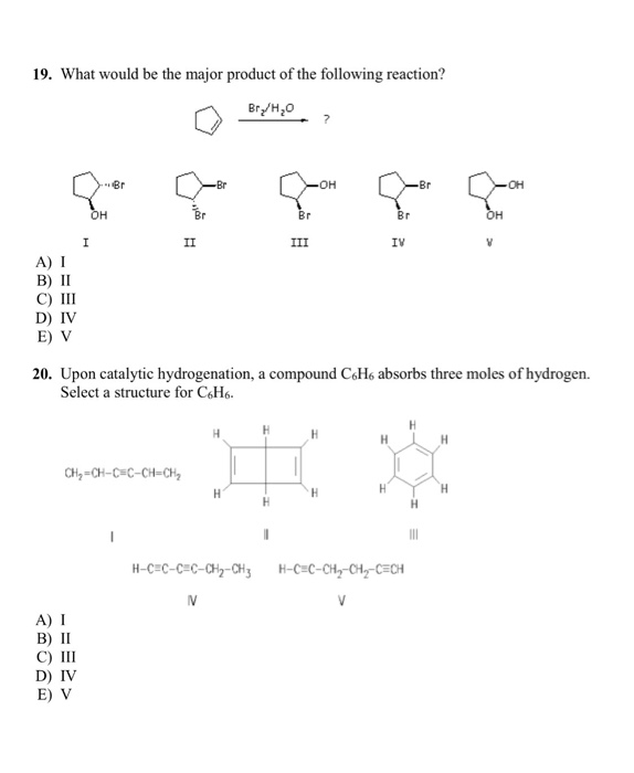 Solved What would be the major product of the following | Chegg.com ...