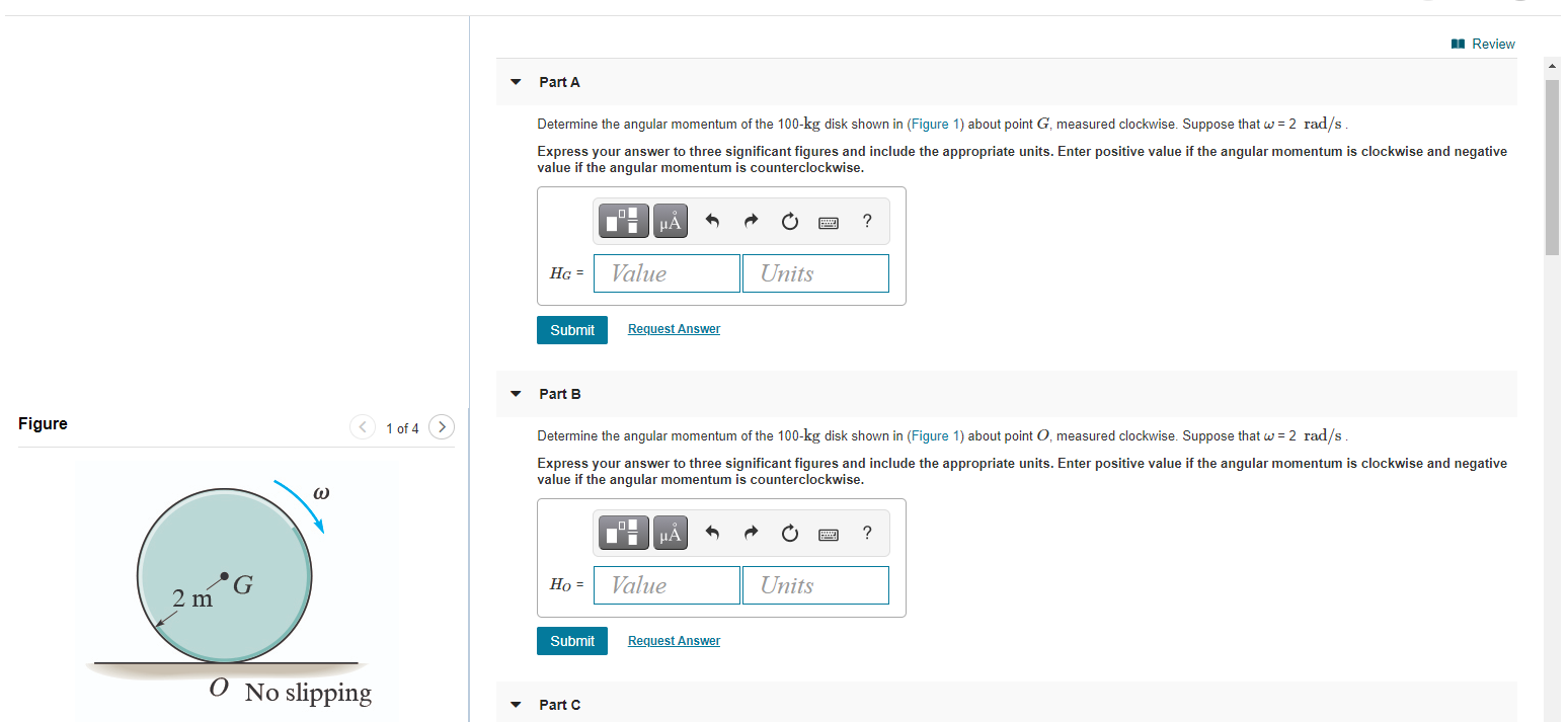 Solved Review Part A Determine the angular momentum of the | Chegg.com