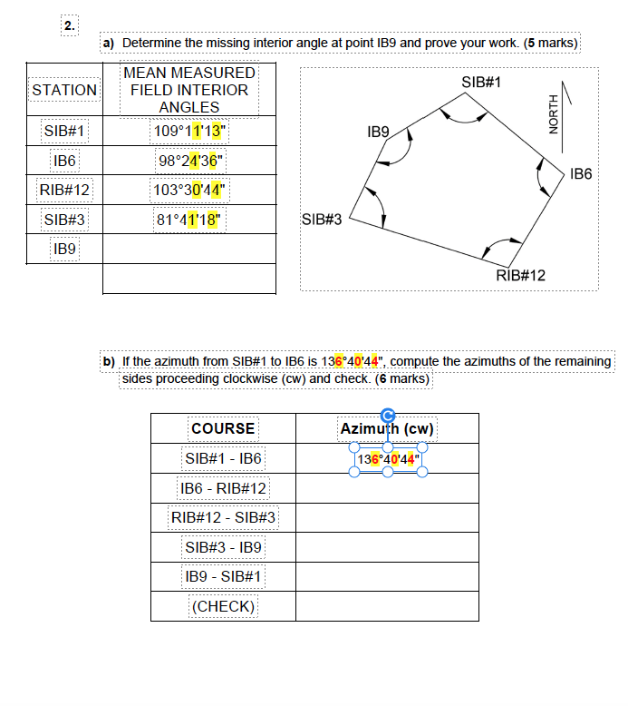 Solved 2 A Determine The Missing Interior Angle At Point Chegg