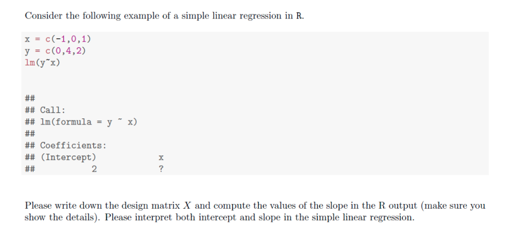 Solved Consider the following example of a simple linear | Chegg.com