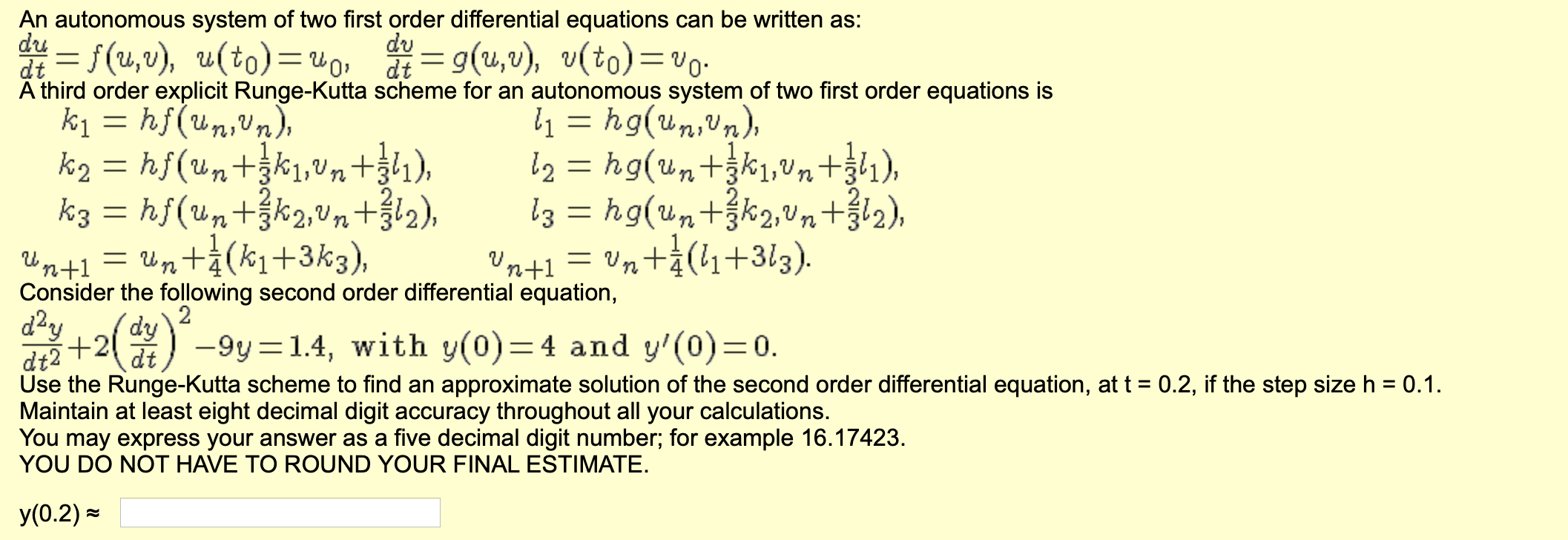 Solved An autonomous system of two first order differential | Chegg.com