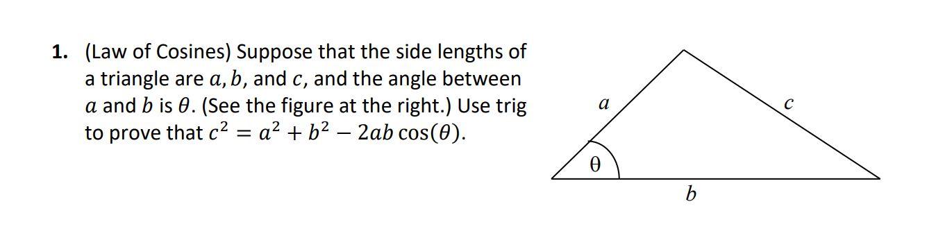 Solved Dot Product & Cross Product (Law of Cosines) Suppose | Chegg.com