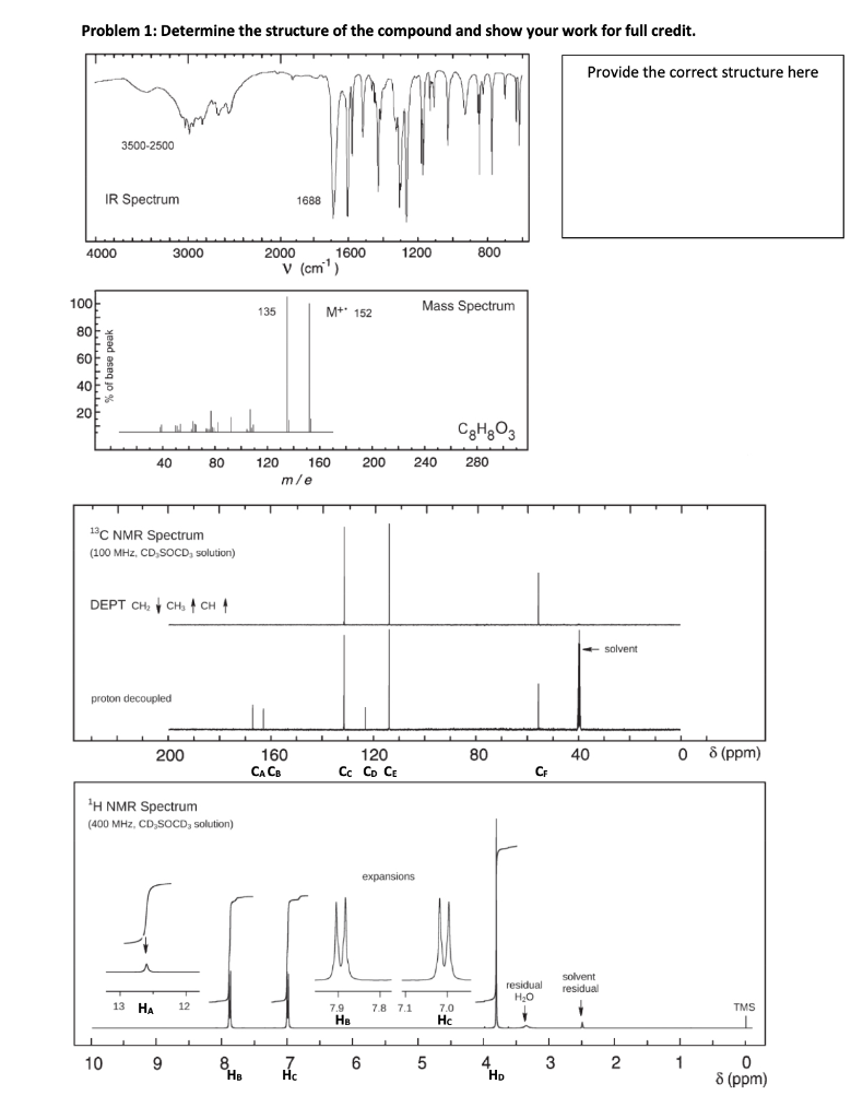 Solved Chem 3112 Combined Spectroscopy Problems Worksheet 7 | Chegg.com