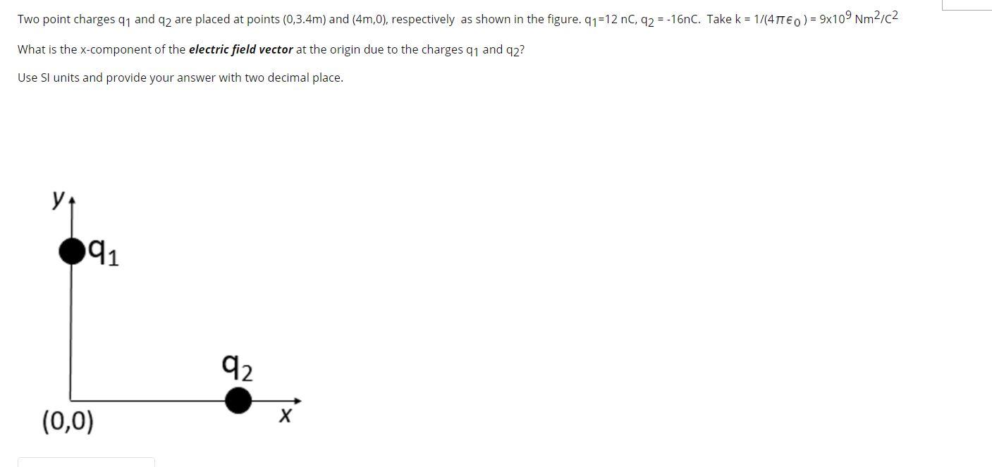 Solved Two point charges 91 and 42 are placed at points | Chegg.com