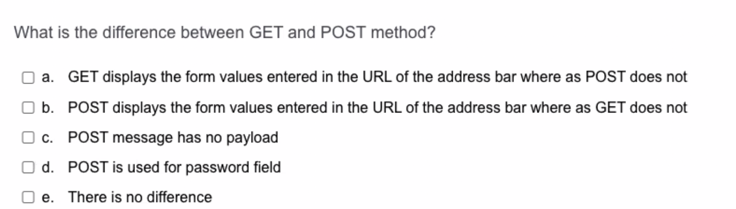 Solved What is the difference between GET and POST method? | Chegg.com