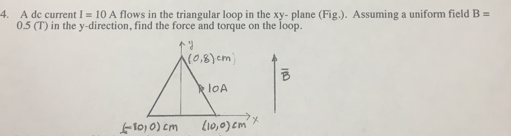 Triangular Dc Current Solved A dc current I = 10 A flows in the triangular loop in | Chegg.com