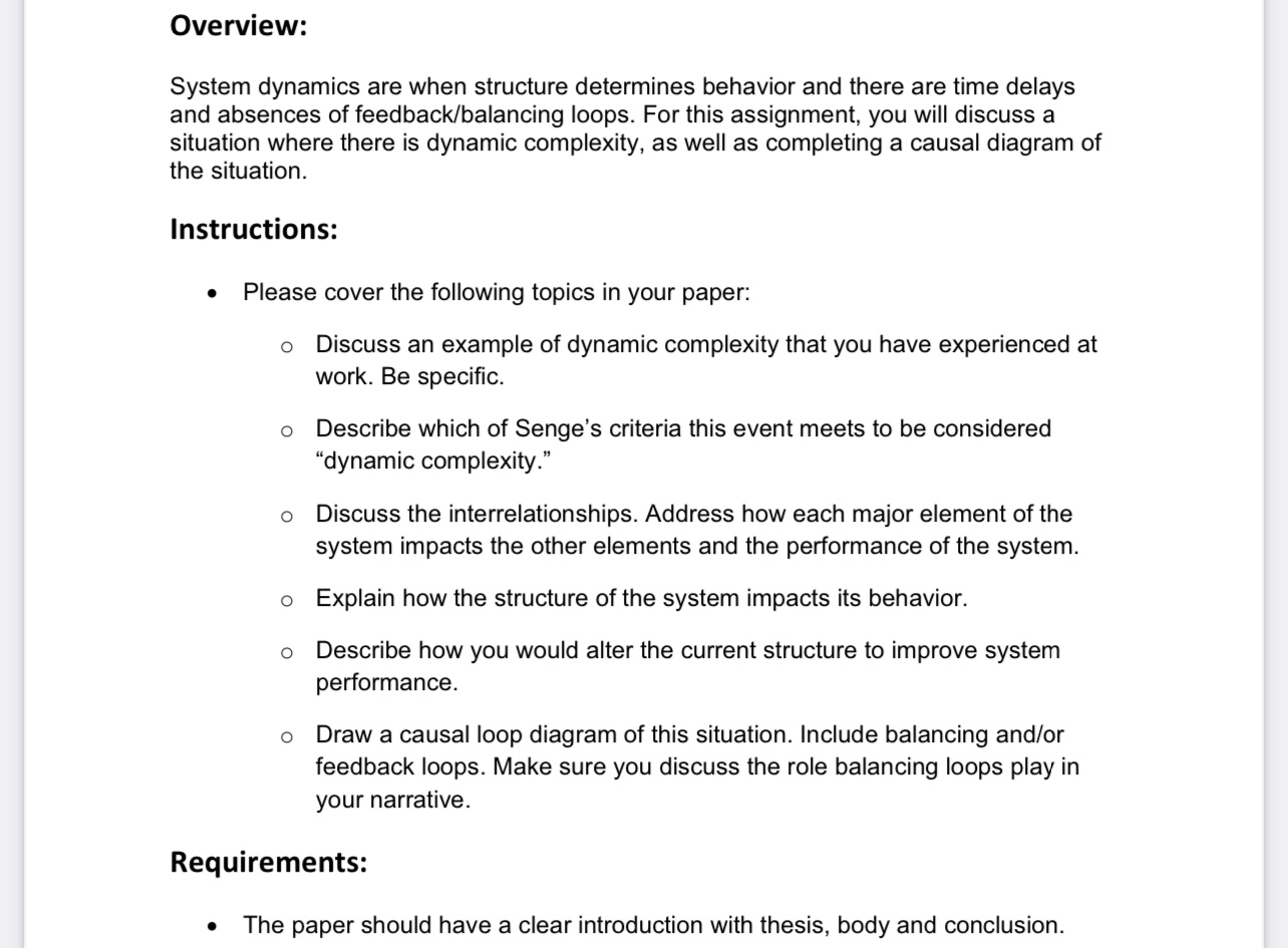 Solved Overview:System dynamics are when structure | Chegg.com