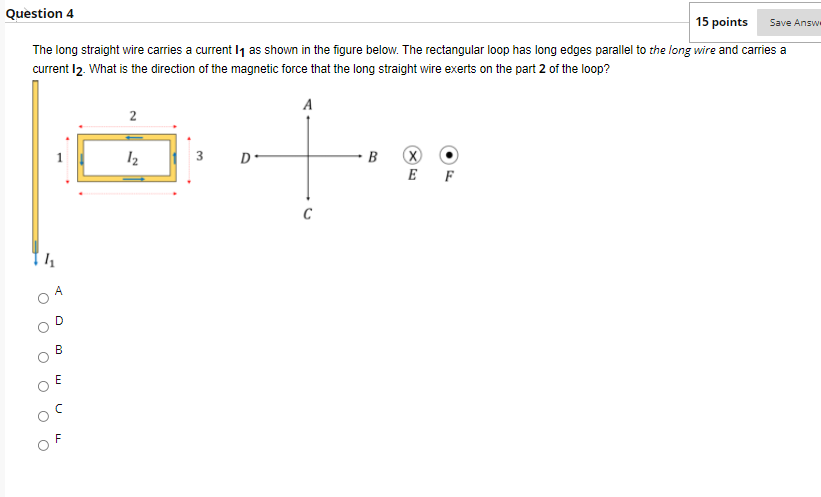 Solved The long straight wire carries a current I1 as shown | Chegg.com