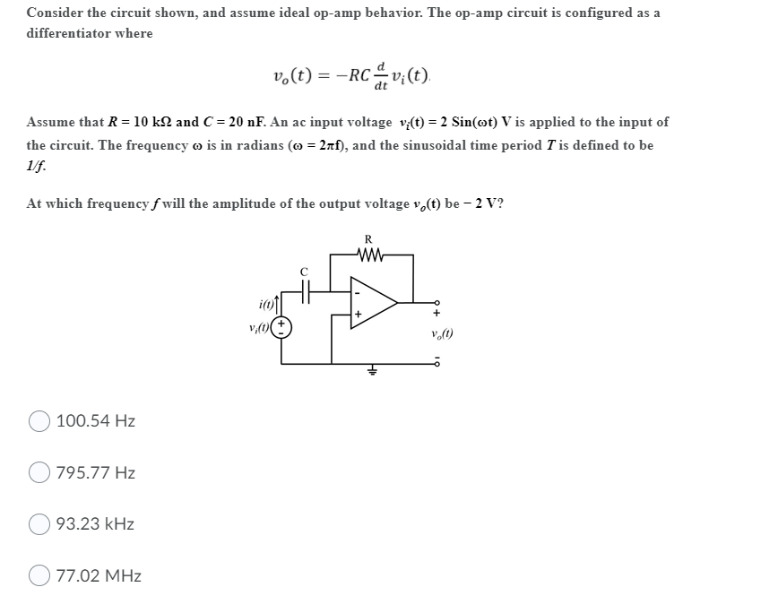 Solved Consider the circuit shown, and assume ideal op-amp | Chegg.com