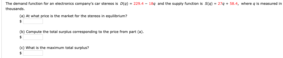 Solved Find the producer surplus for the given supply | Chegg.com