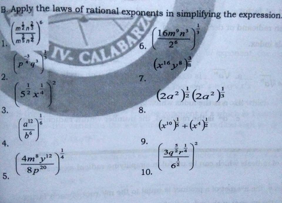 Solved B Apply The Laws Of Rational Exponents In 5838