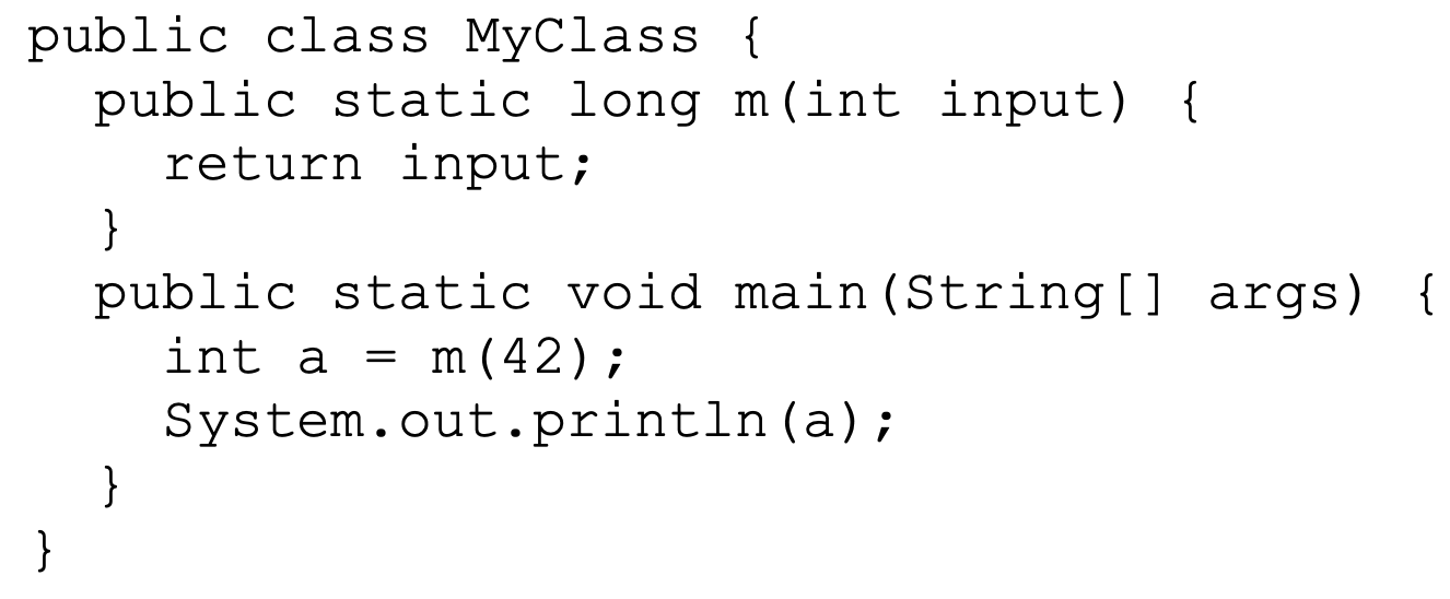 Solved public class MyClass {public static long m(int | Chegg.com