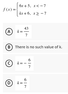 Solved If possible, find the number k so that f is | Chegg.com