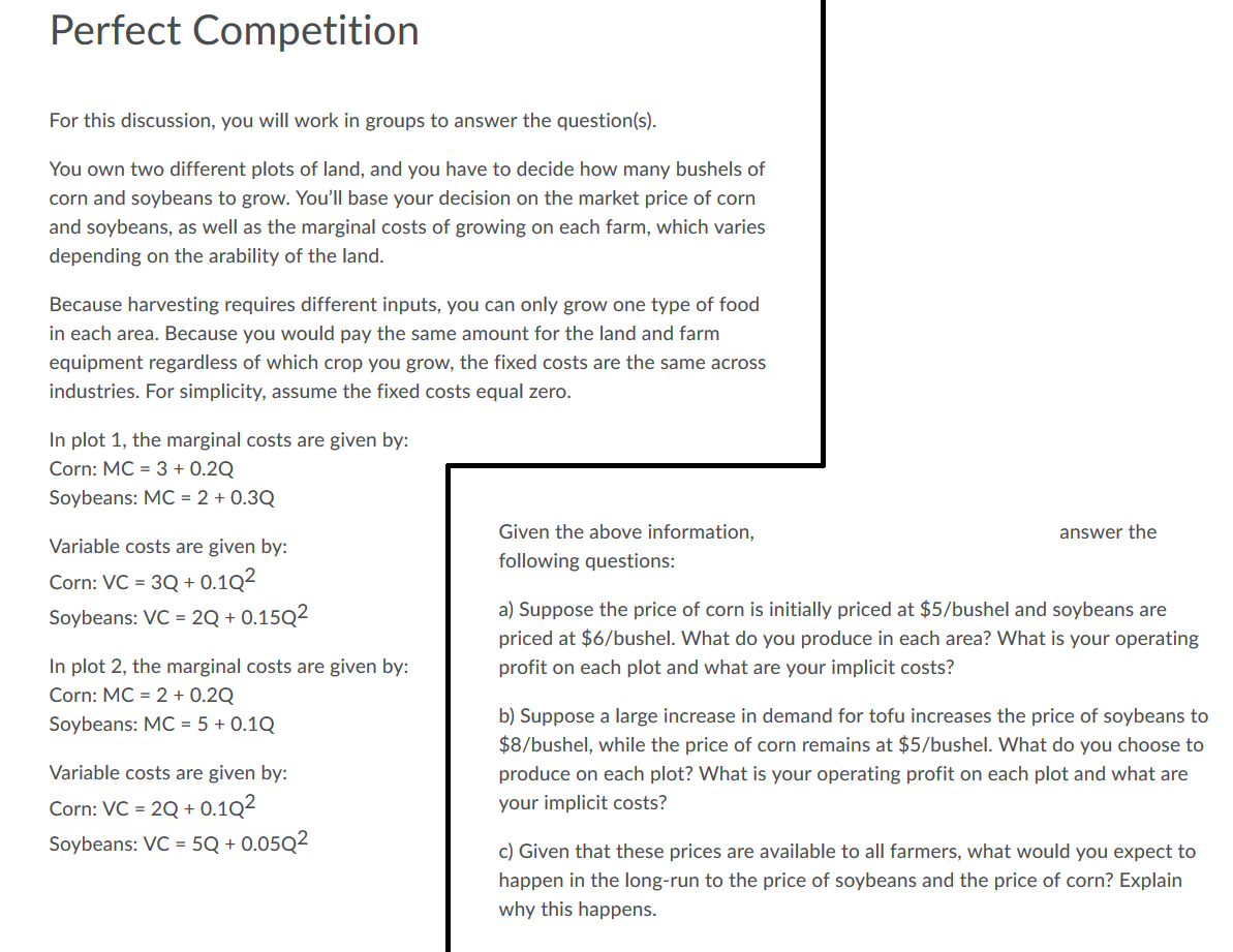Solved Perfect Competition For this discussion, you will | Chegg.com