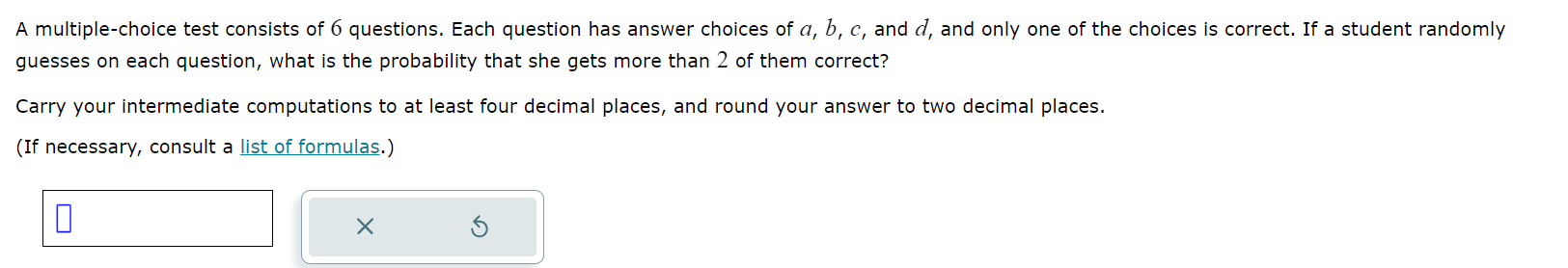 Solved A multiple-choice test consists of 6 questions. Each | Chegg.com