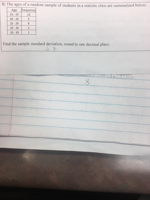 Solved 8) The ages of a random sample of students in a | Chegg.com