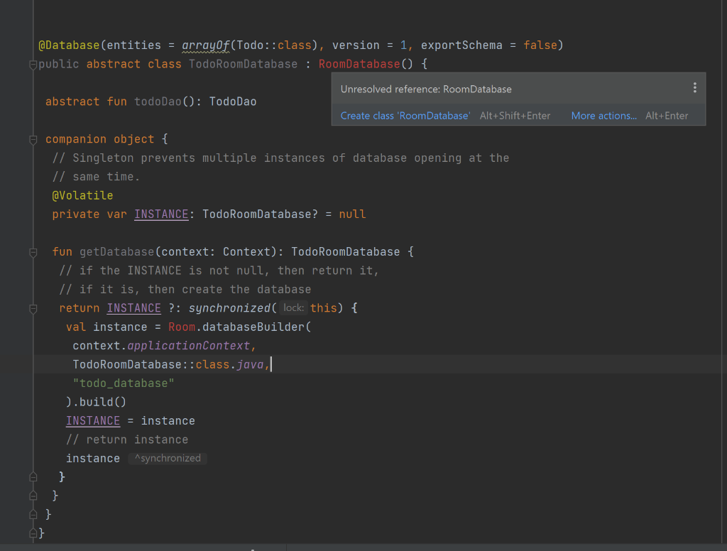 Solved im trying create a database in android studio but