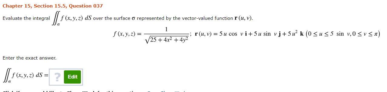 Solved Chapter 15, Section 15.5, Question 035 Evaluate The | Chegg.com