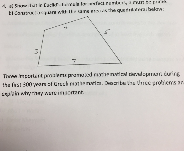 Solved Show that in Euclid's formula for perfect numbers, n | Chegg.com