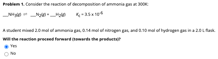 Solved Problem 1. Consider the reaction of decomposition of | Chegg.com