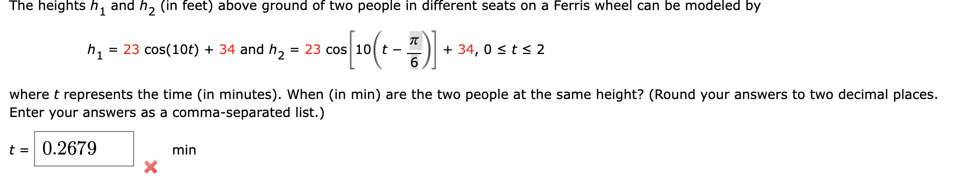 solved-the-heights-h1-and-h2-in-feet-above-ground-of-two-chegg