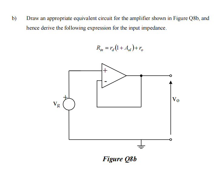 Solved b) Draw an appropriate equivalent circuit for the | Chegg.com