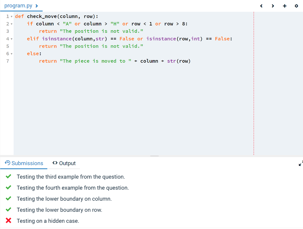 Solved Write a function check move column row which Chegg