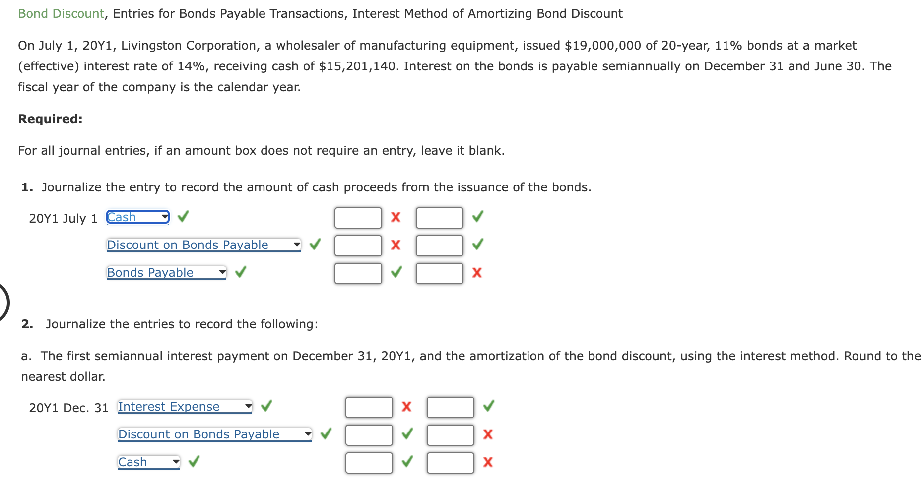 Solved Bond Discount, Entries for Bonds Payable
