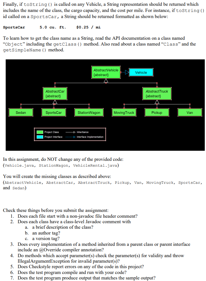 Solved Assignment You will develop code for a vehicle rental | Chegg.com
