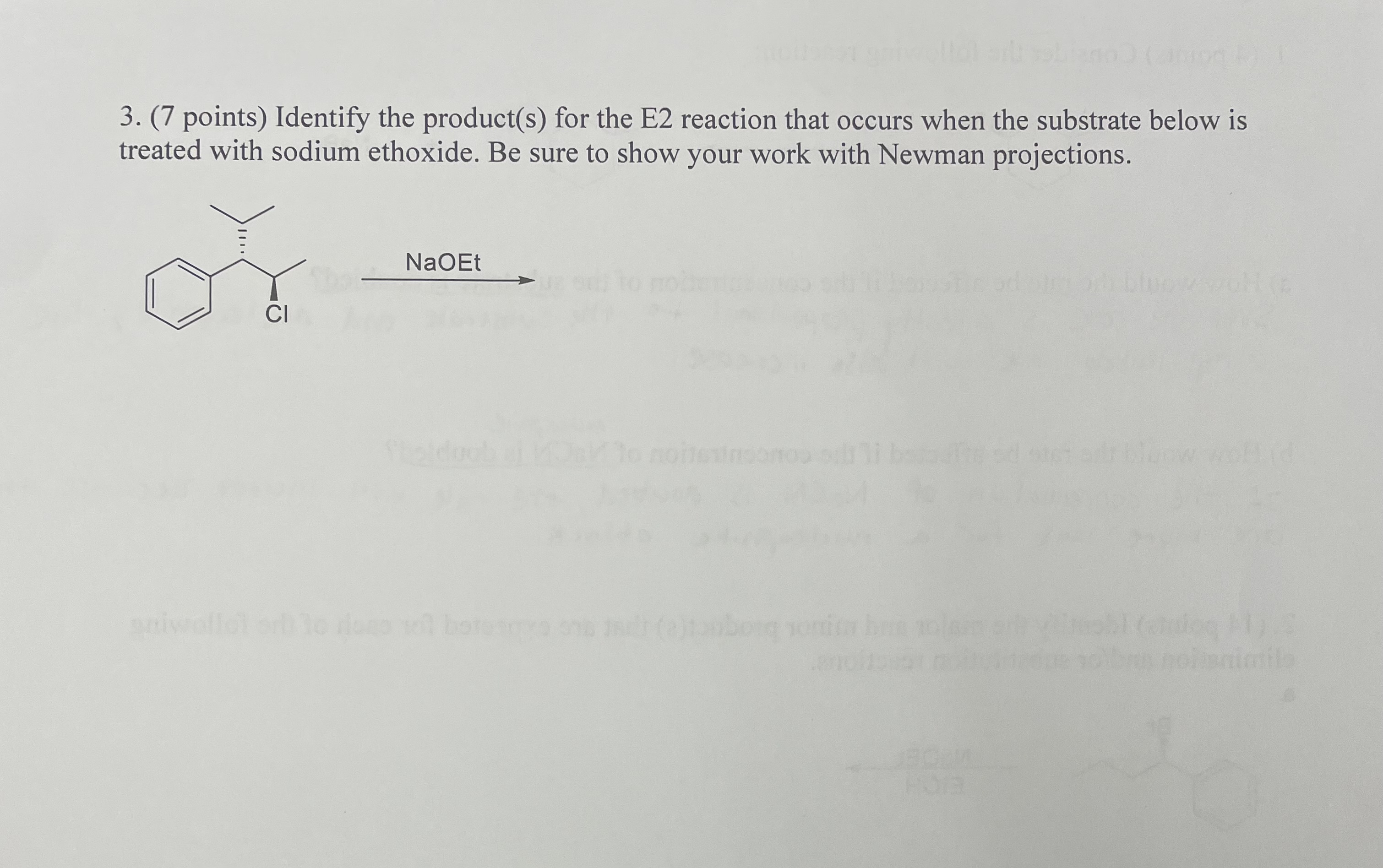 Solved (7 ﻿points) ﻿Identify the product(s) ﻿for the E2 | Chegg.com