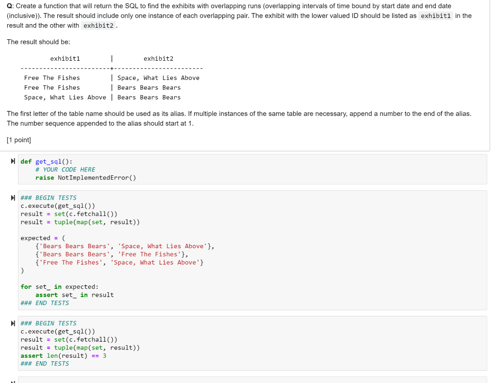 Q: Create a function that will return the SQL to find | Chegg.com